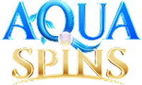 Logo Aquaspins: błękitne AQUA z falą i perłą, pod nim złote SPINS